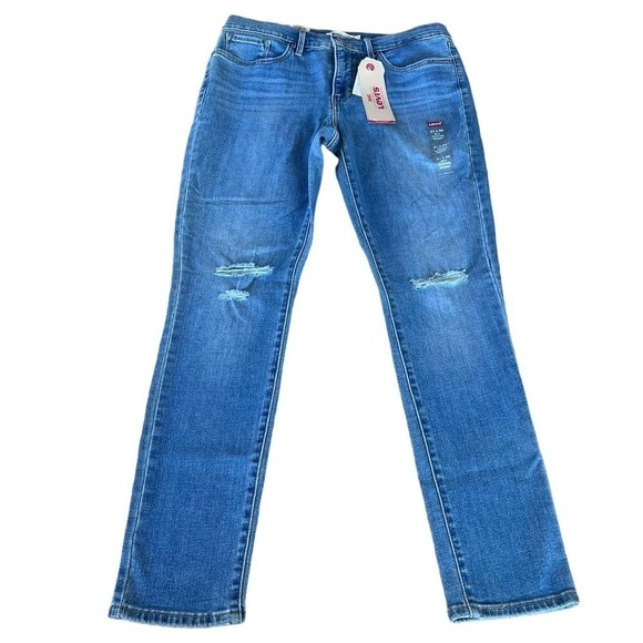 Levi’s 311 Shaping Distressed Skinny Jean Mid-Rise 31 x 30 Med Wash Stretch NWT - Picture 2 of 11